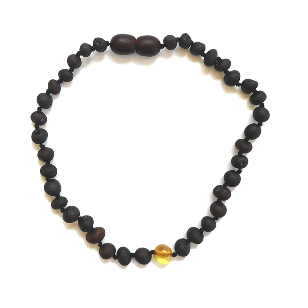 Adult UnPolished Dark Cherry and Honey Amber Anklet